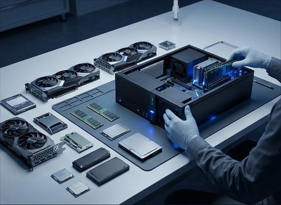 Reclaimed enterprise components being assembled into a practical private AI system